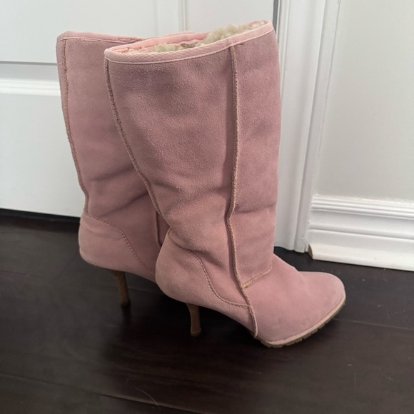 Pink Suede Women's Boots y2k Barbie Sherpa lined diva coquette winter 8 - Picture 3 of 8